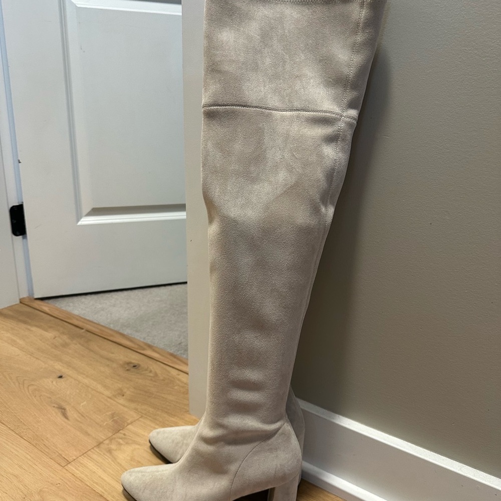 Jeffrey Campbell Cream Over-the-Knee Boots